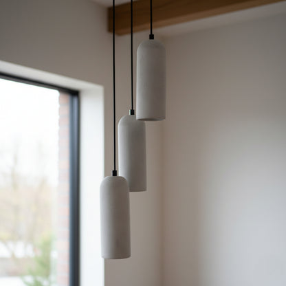 Gri Kubbe Silindir 3'lü Beton Sarkıt Aydınlatma