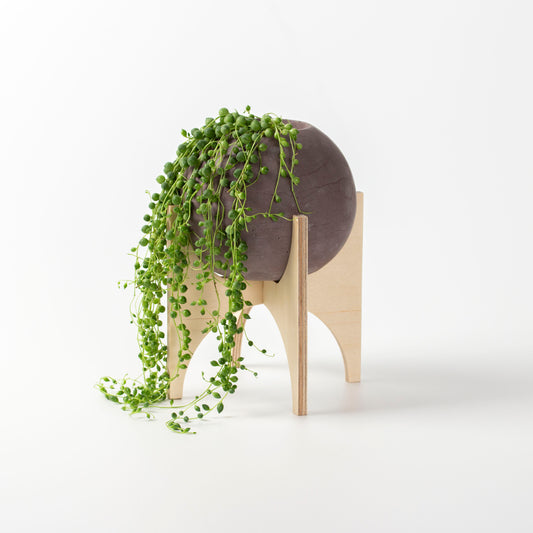 Round Concrete Flower Pot With Wooden Leg