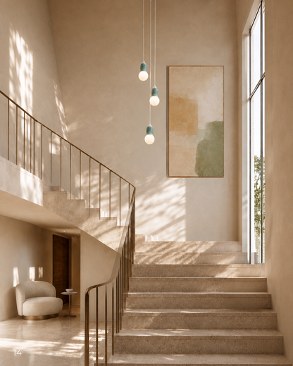 Green Cylinder Concrete 3 Suspended Lighting