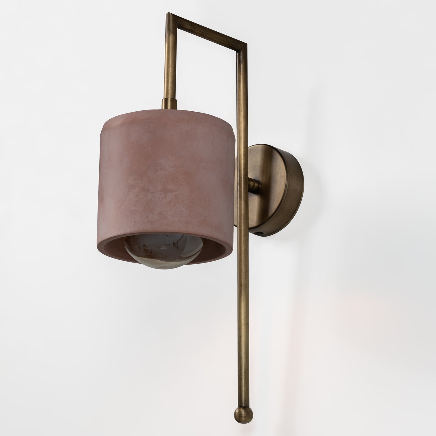 Salmon Bronze Metal Detail Cylinder Sconce