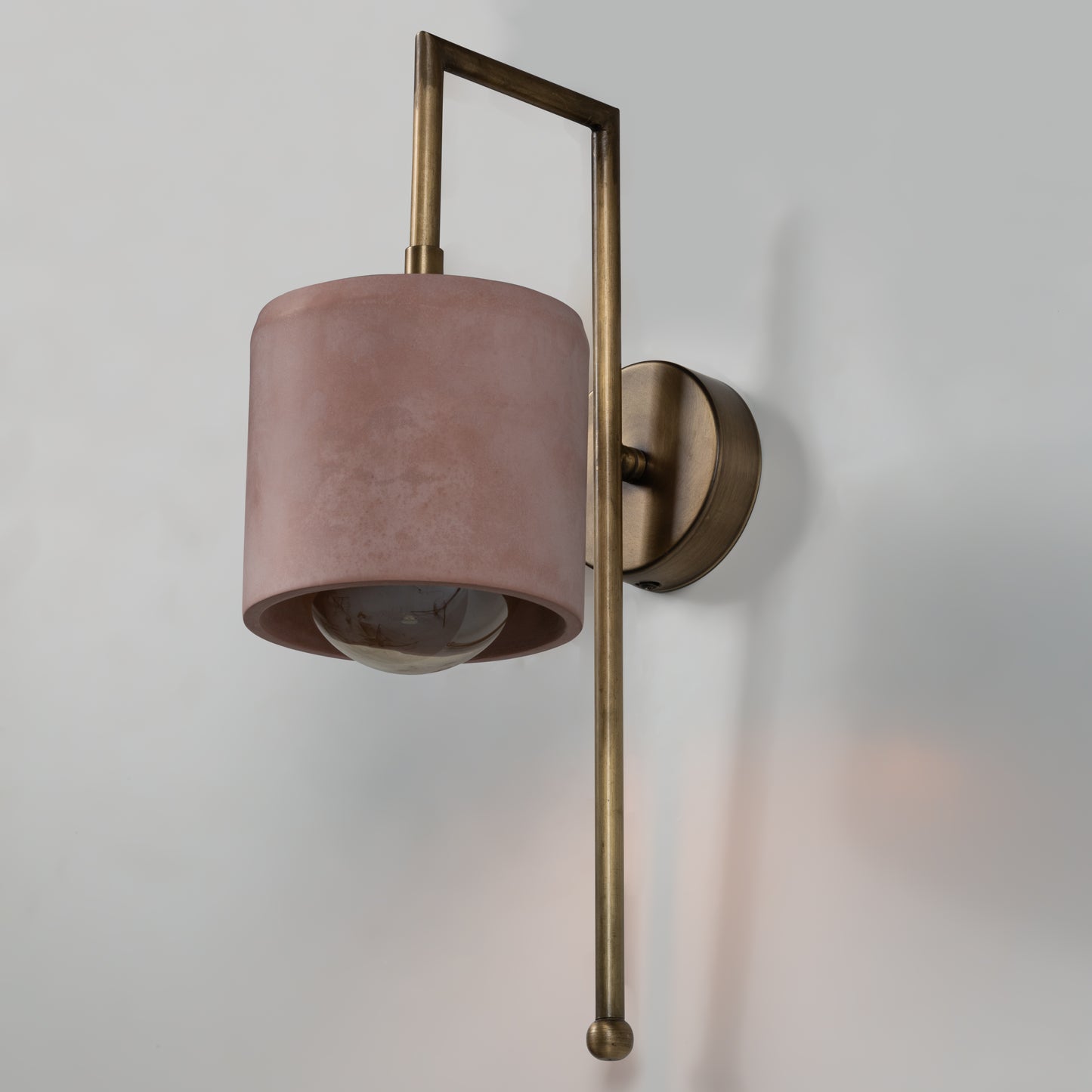 Salmon Bronze Metal Detail Cylinder Sconce