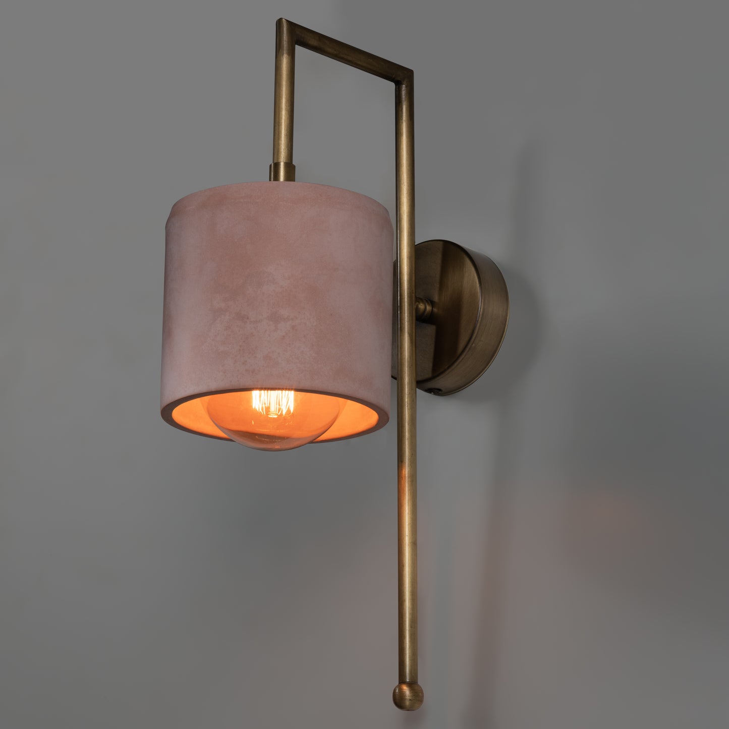 Salmon Bronze Metal Detail Cylinder Sconce