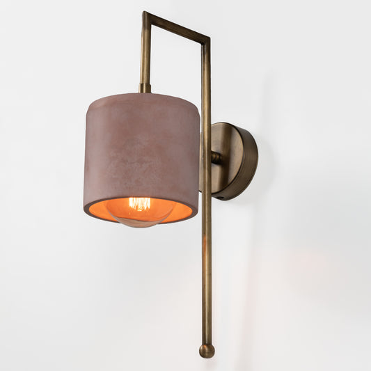 Salmon Bronze Metal Detail Cylinder Sconce