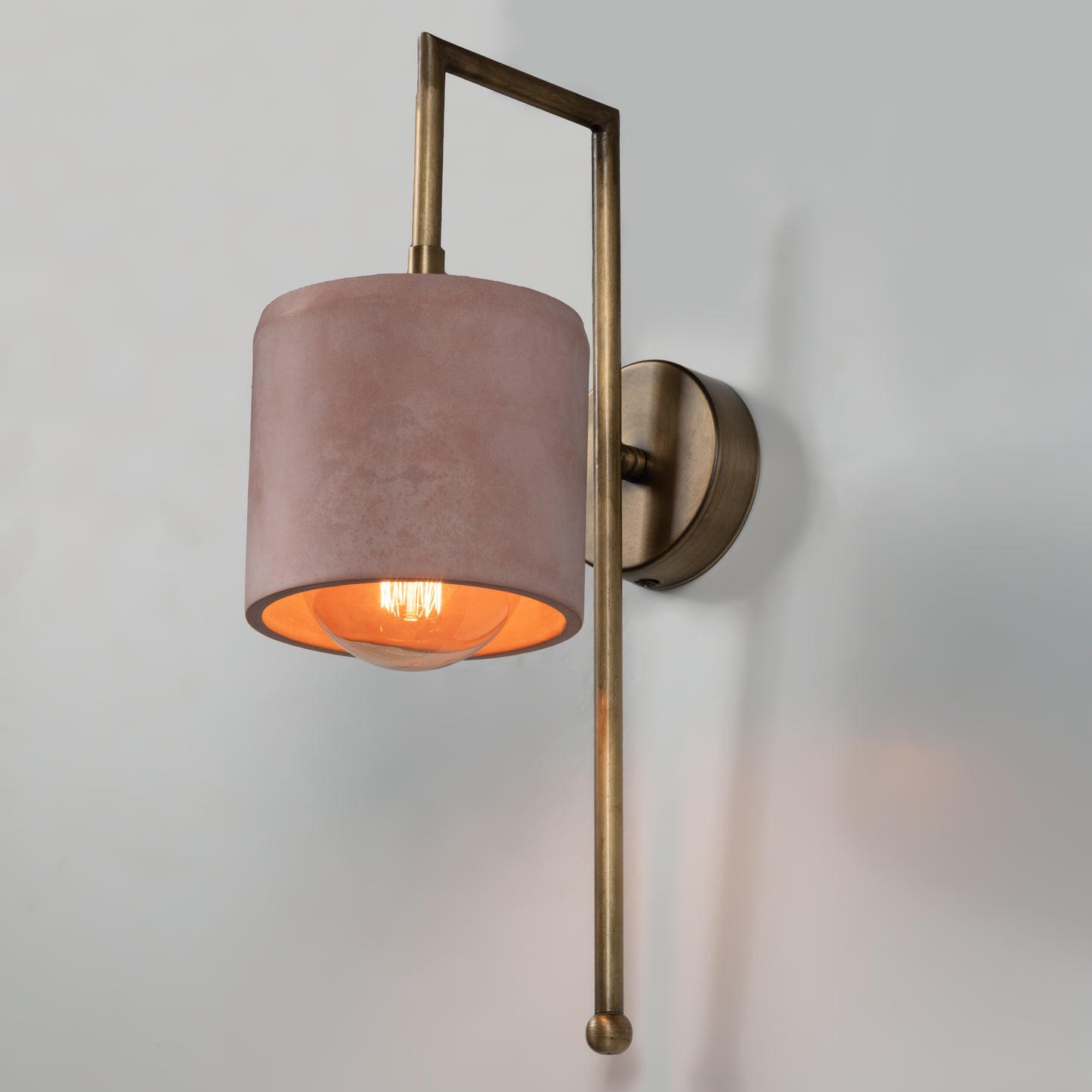 Salmon Bronze Metal Detail Cylinder Sconce