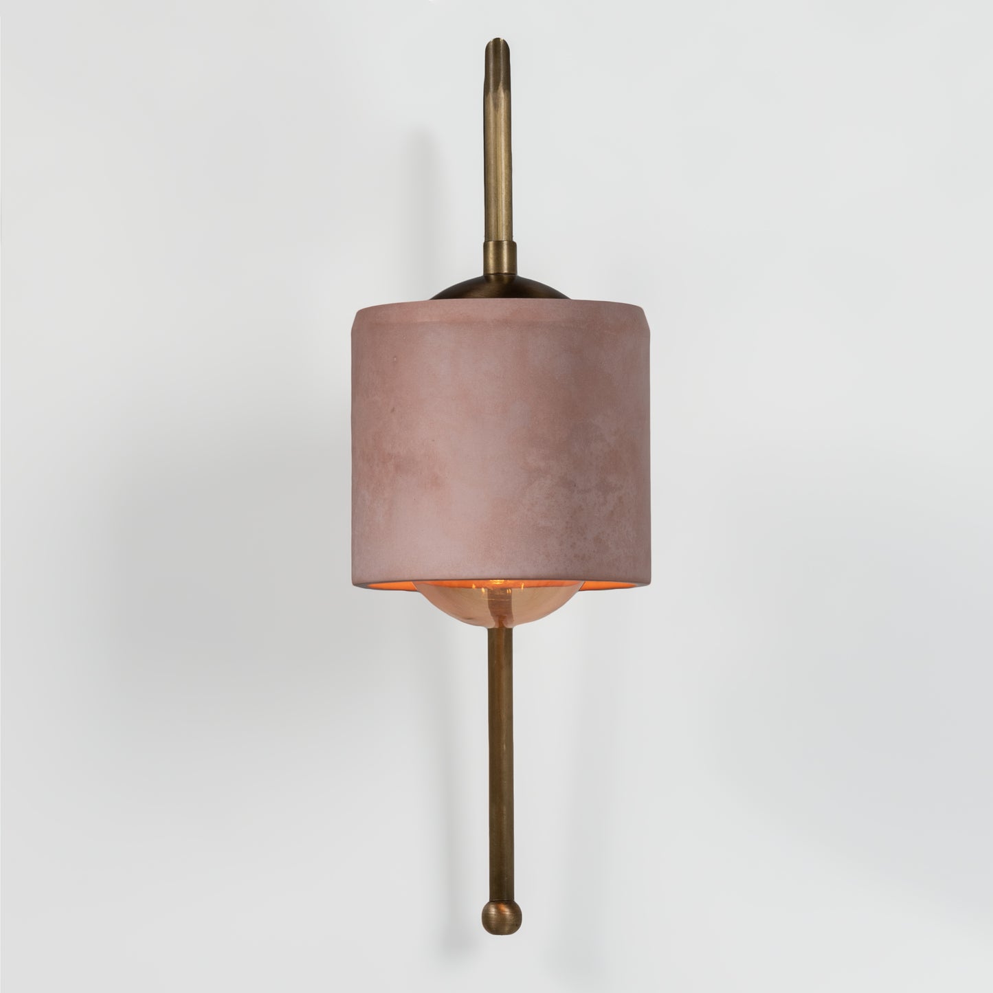 Salmon Bronze Metal Detail Cylinder Sconce