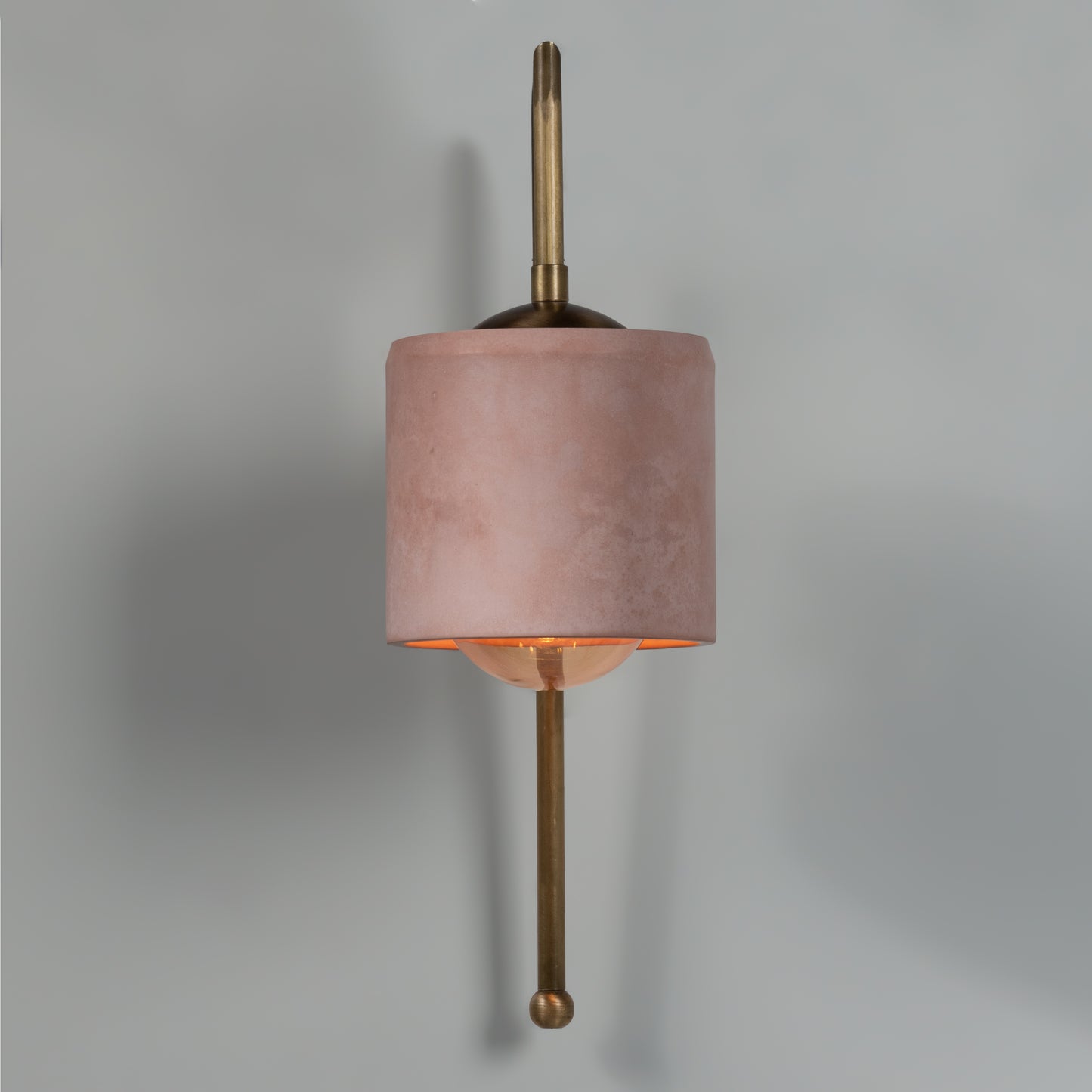 Salmon Bronze Metal Detail Cylinder Sconce