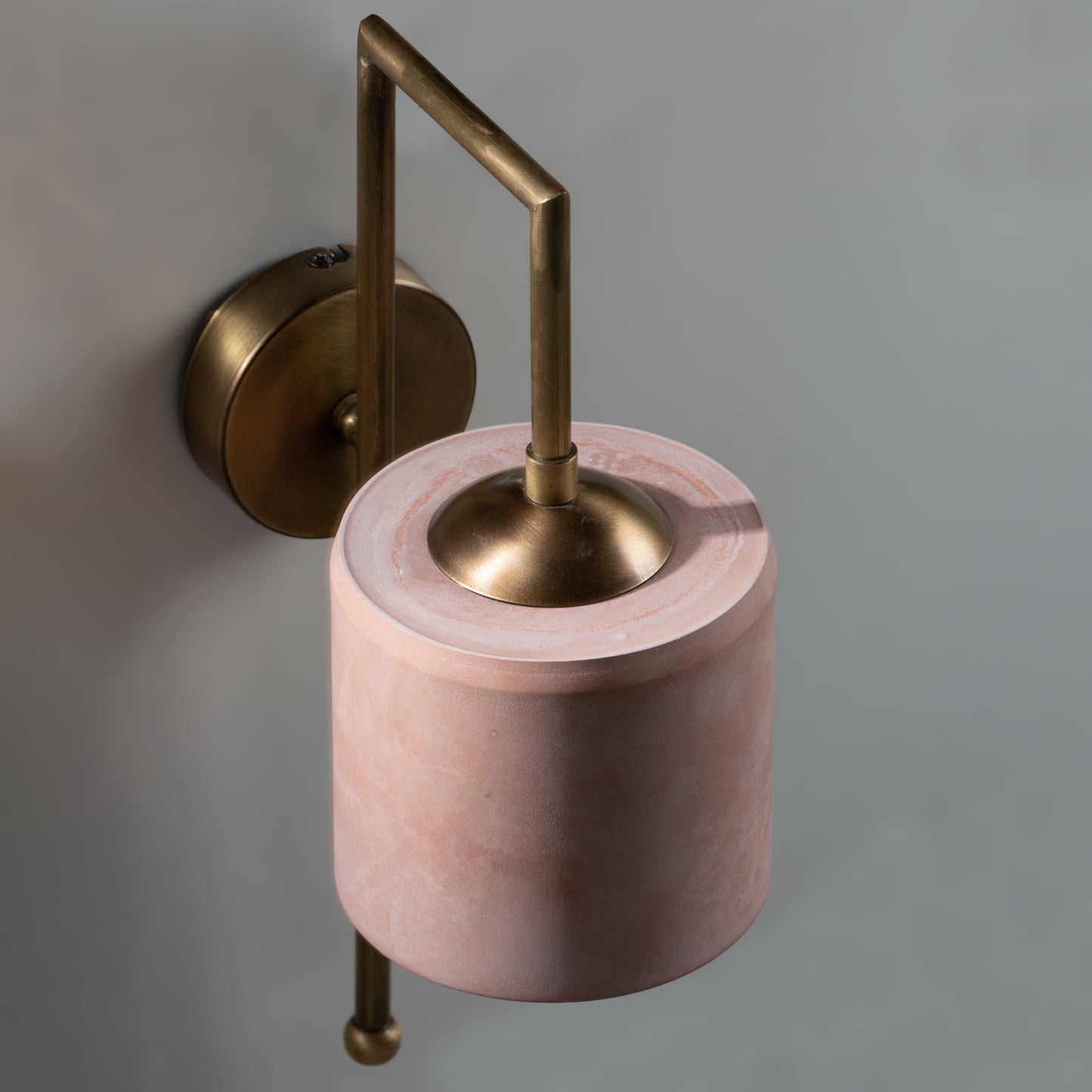 Salmon Bronze Metal Detail Cylinder Sconce