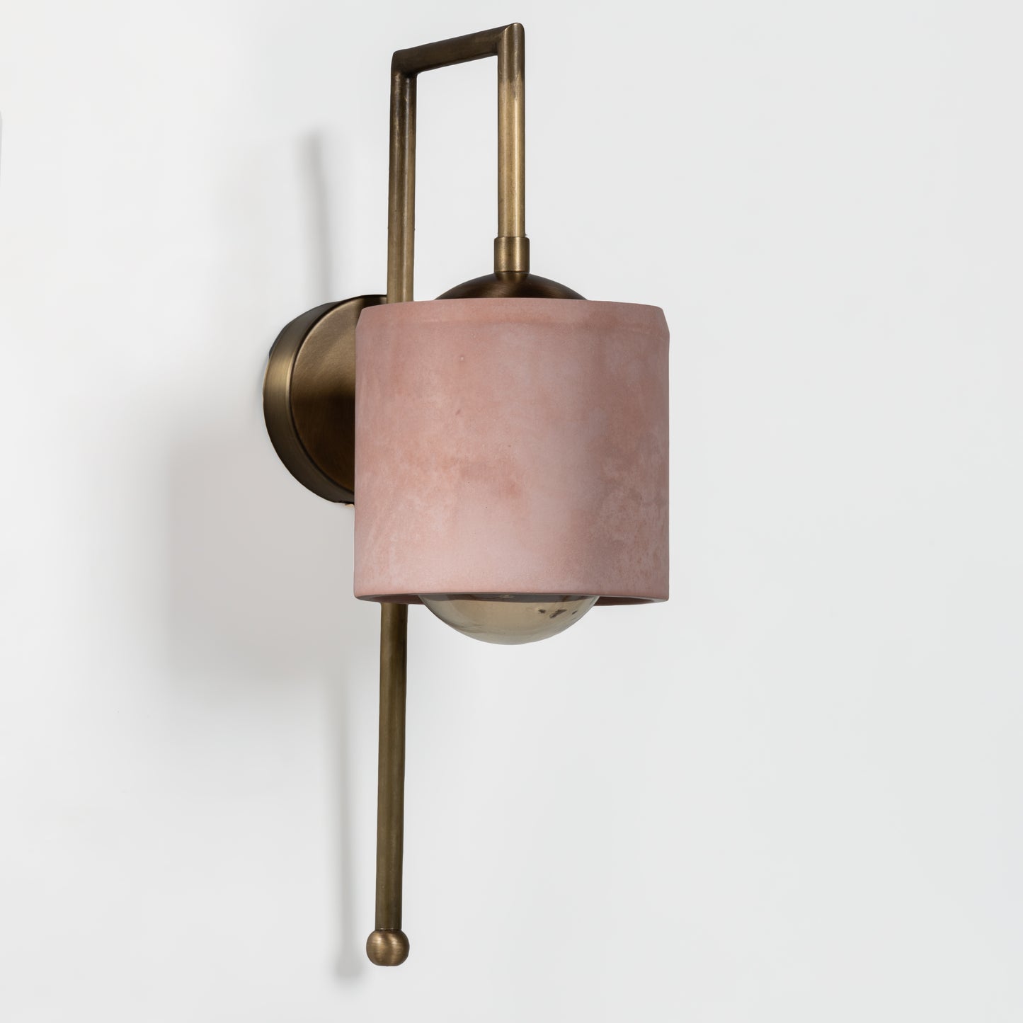 Salmon Bronze Metal Detail Cylinder Sconce