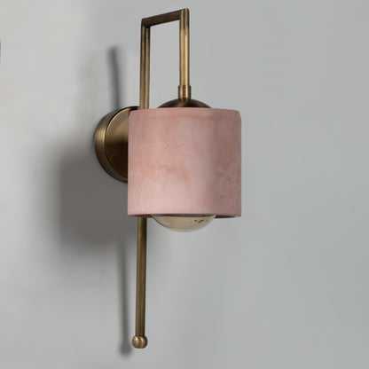 Salmon Bronze Metal Detail Cylinder Sconce