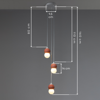 Terracotta Beton 3'lü Sarkıt Aydınlatma