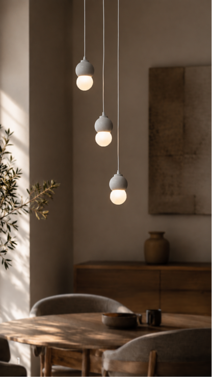 White Concrete Triple Pendant Lighting