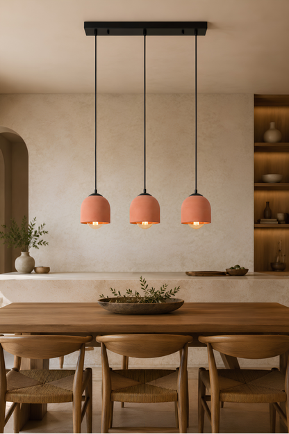 3'lü Sıralı Terracotta Beton Sarkıt Aydınlatma