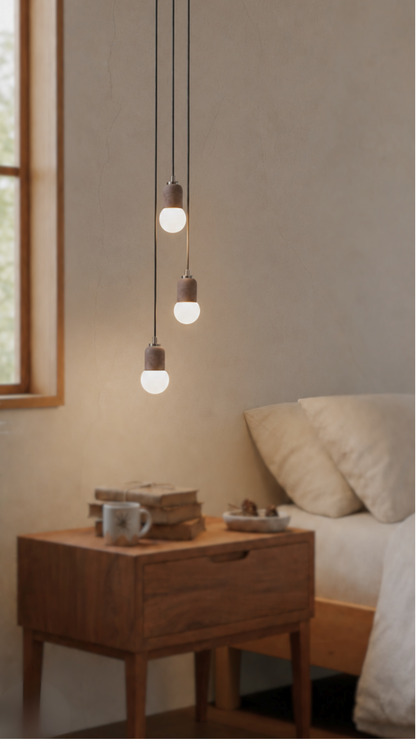 Brown Cylinder Concrete 3 Suspended Lightings