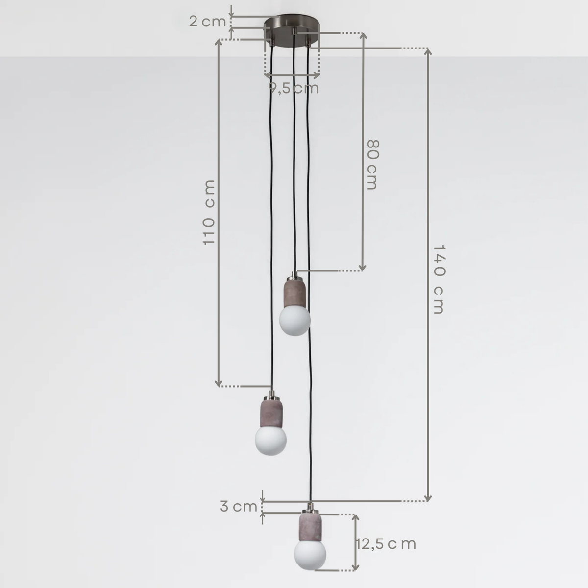 Brown Cylinder Concrete 3 Suspended Lightings