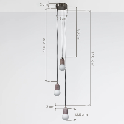 Brown Cylinder Concrete 3 Suspended Lightings
