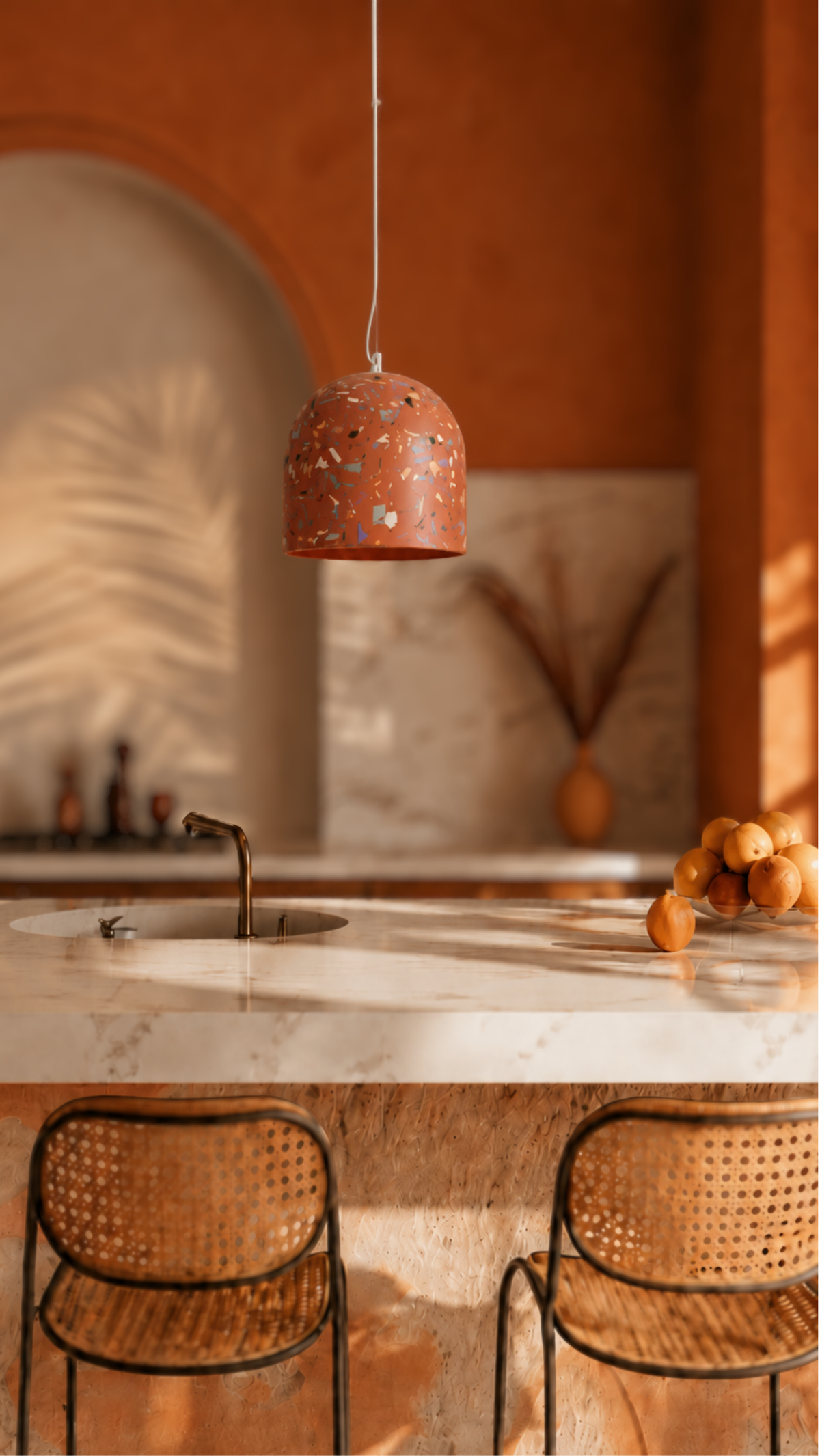 Terrazzo Terracotta Büyük Beton Tavan Aydınlatması