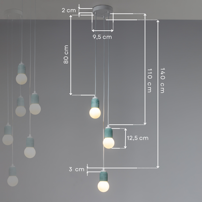 Green Cylinder Concrete 3 Suspended Lighting