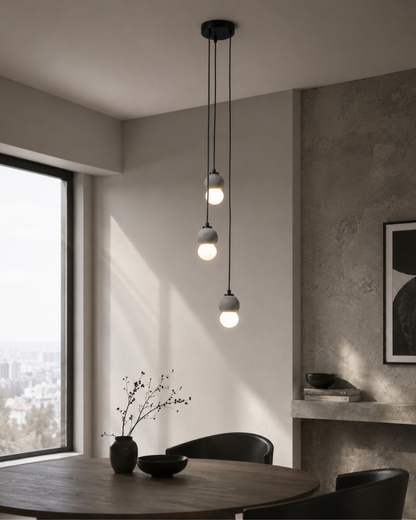Gri Beton 3'lü Sarkıt Aydınlatma