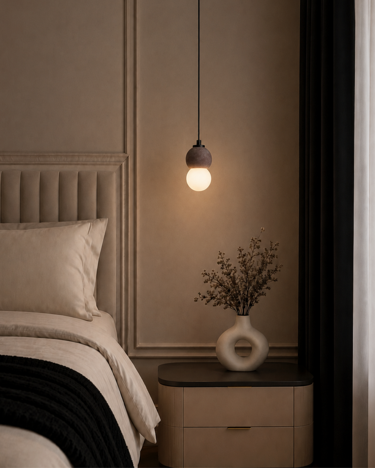 Brown Sphere Concrete Pendant Lighting