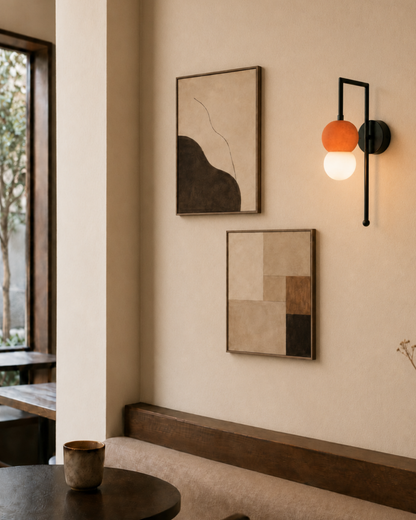 Terracota Küre Siyah Metal Detay Beton Aplik